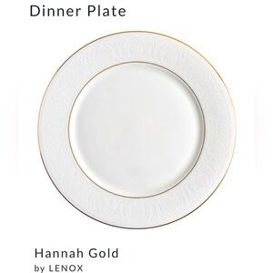 Lenox Debut Collection “Hannah Gold”Dinner Plate - White and Gold, Millennium Ed